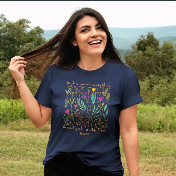 Kerusso Women's Adult Cotton Short Sleeve T-Shirt - "He Has Made Everything" New - Picture 3 of 4